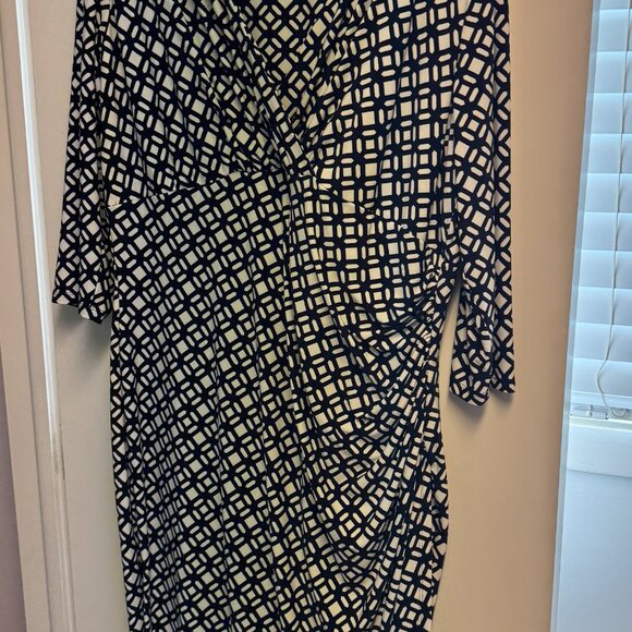 Ralph Lauren dress, navy/white pattern, size 18 - Picture 4 of 4